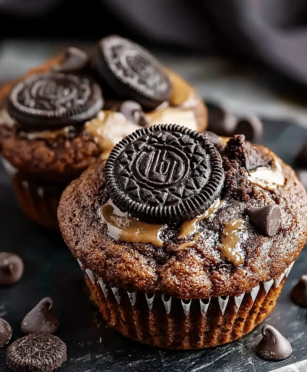 Oreo Muffins with Chocolate Chips