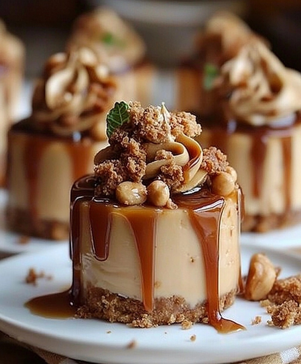 Peanut Butter Caramel Cheesecakes