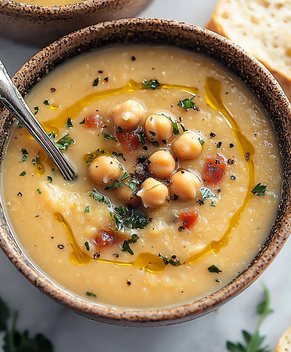Vegan Garlic Chickpea Soup