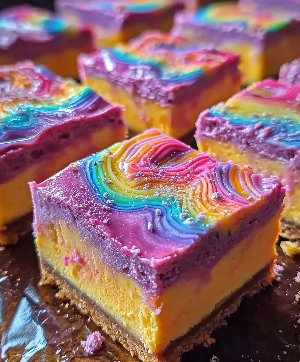 Rainbow Cheesecake Bars