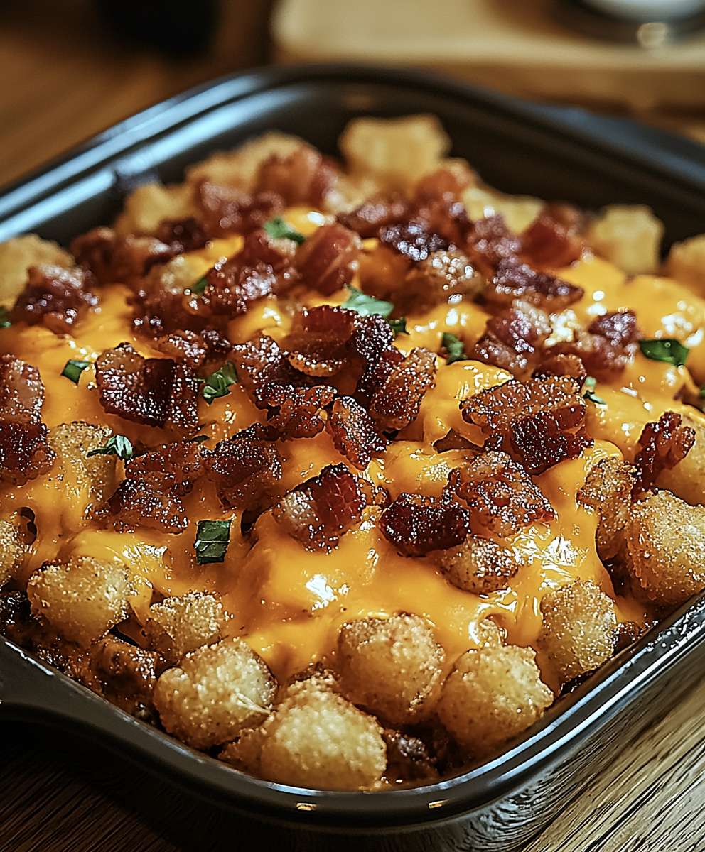 Bacon cheeseburger tater tot casserole