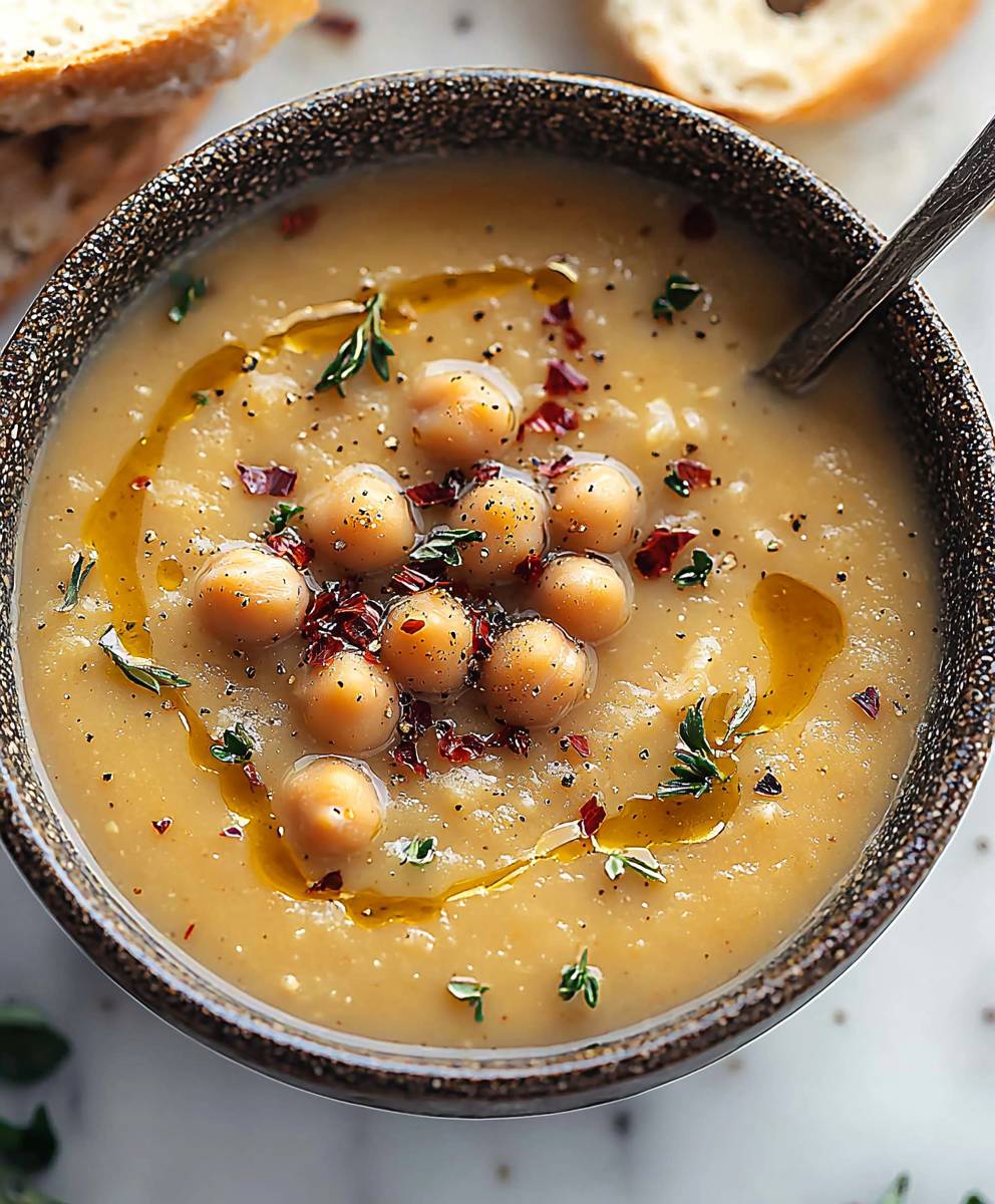 Vegan Garlic Chickpea Soup