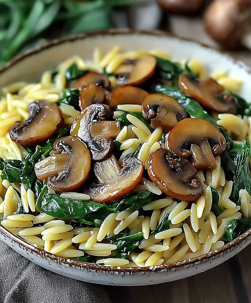 Spinach mushroom orzo