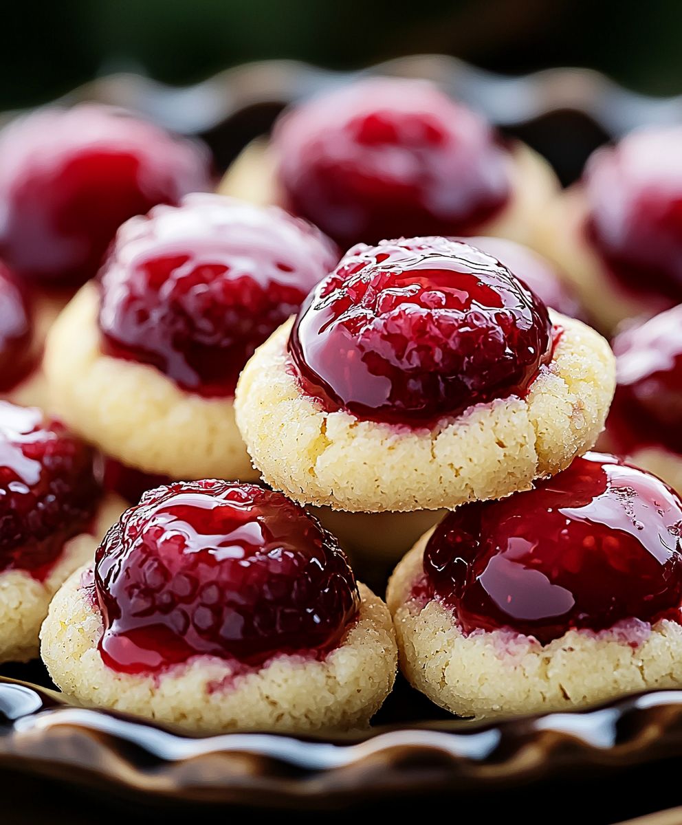 Raspberry cheesecake thumbprint cookies