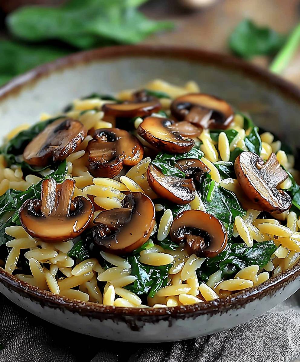 Spinach mushroom orzo