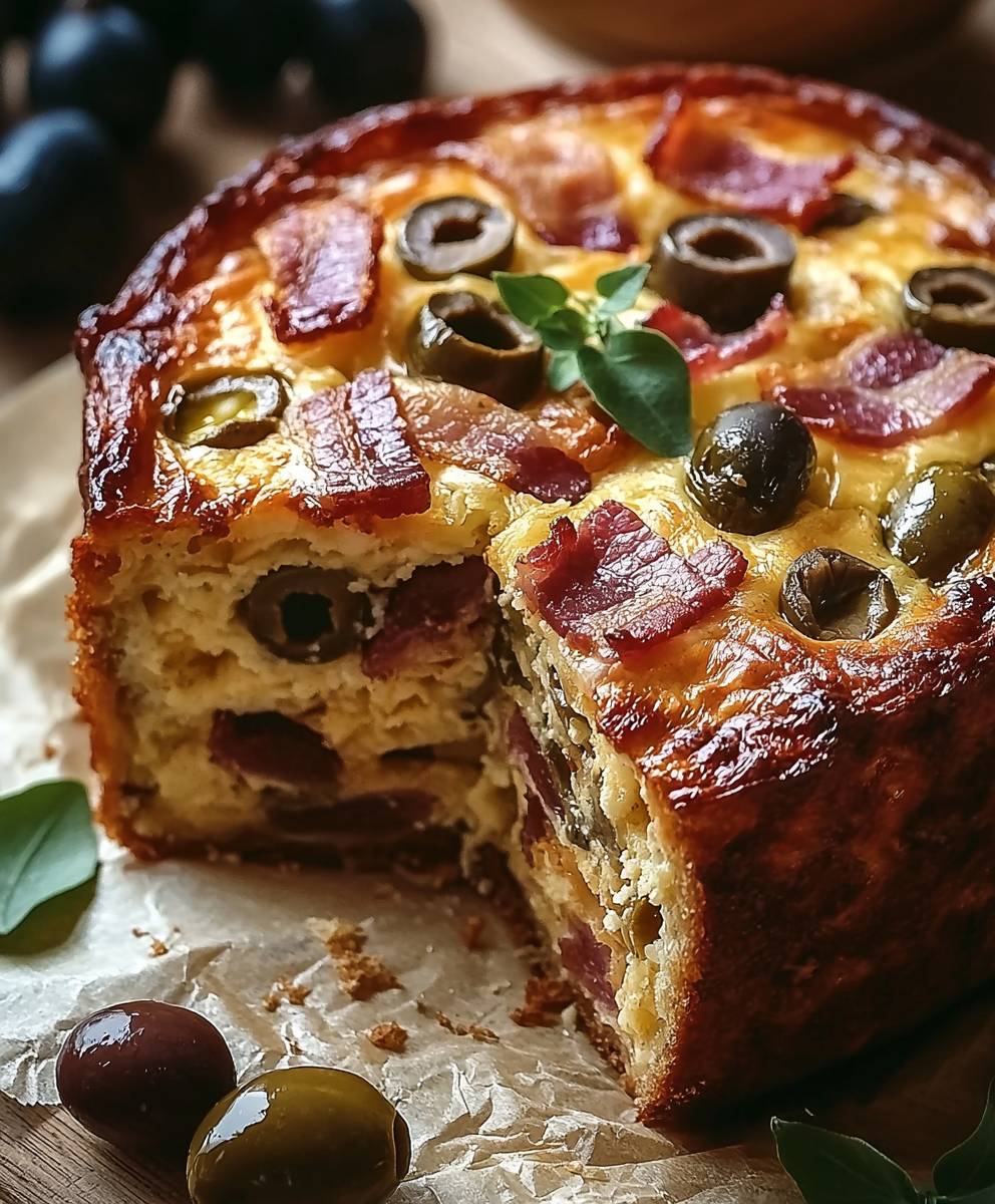 Savory cake olives bacon cheese