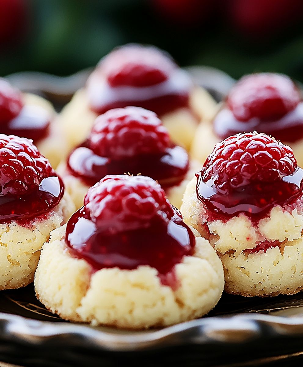 Raspberry cheesecake thumbprint cookies