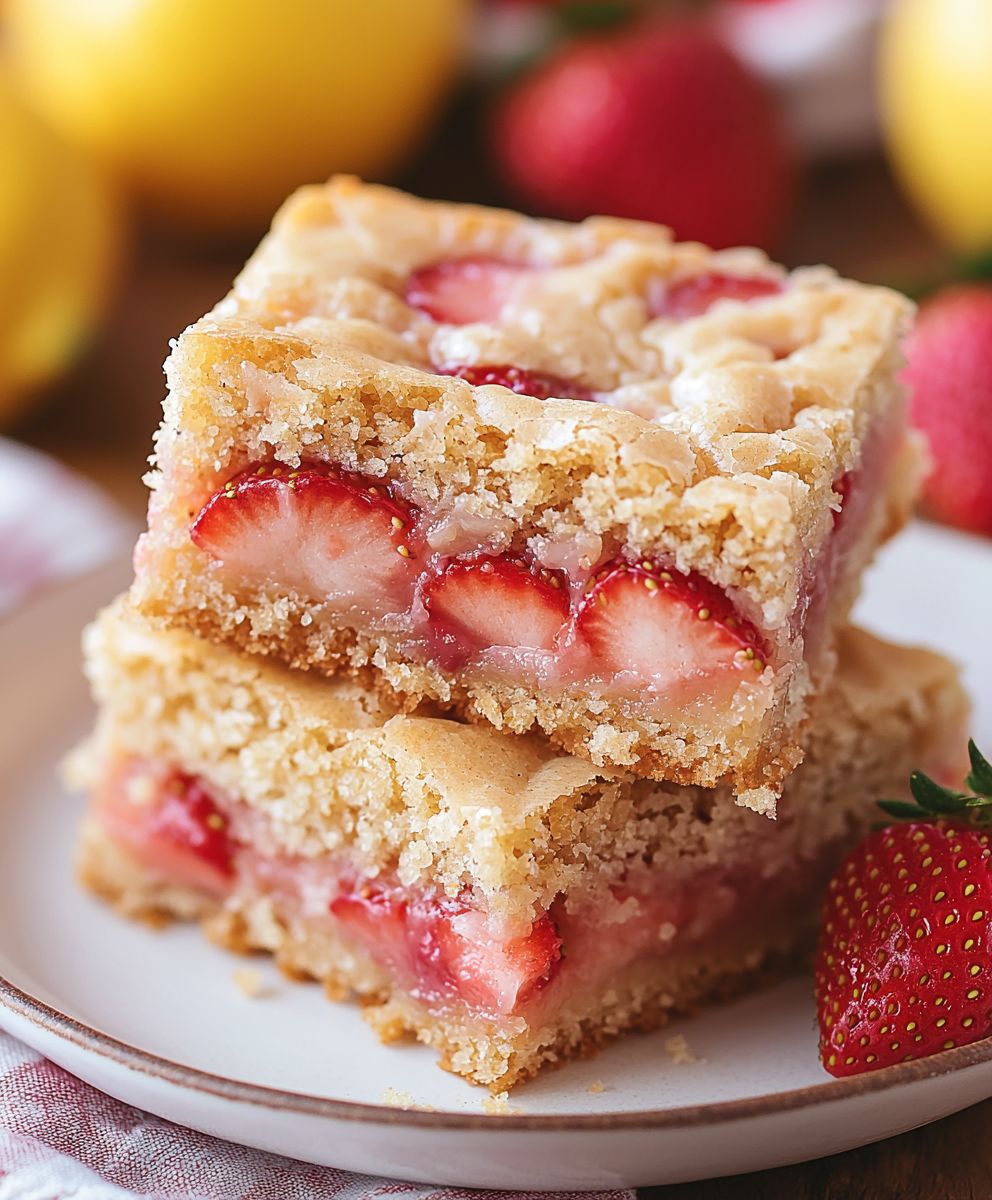 Strawberry Lemon Blondies