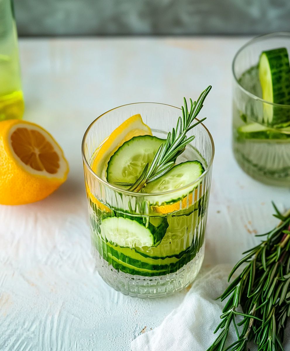 Detox water rosemary cucumber lemon