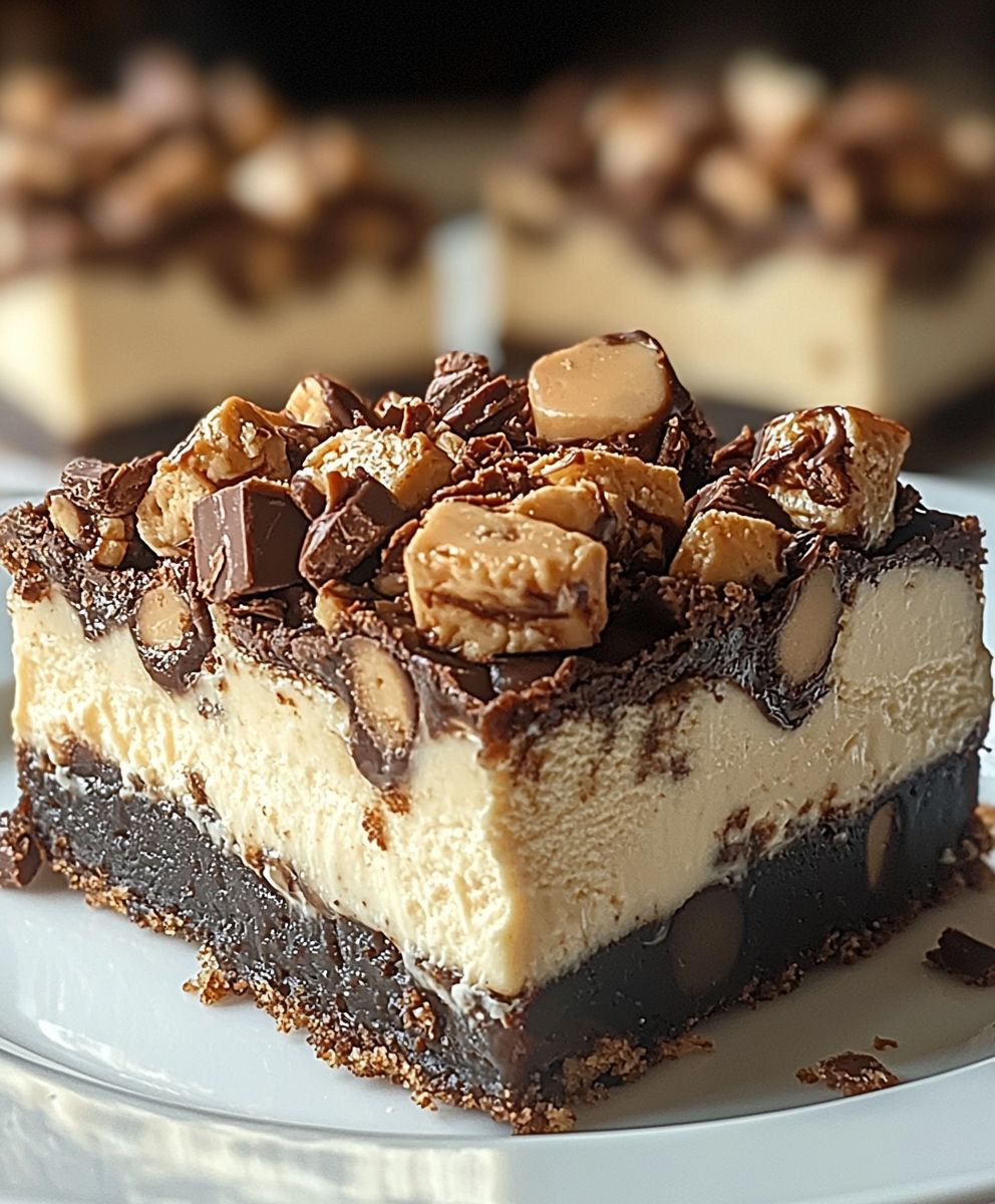 Reeses Butterfinger Cheesecake Bars