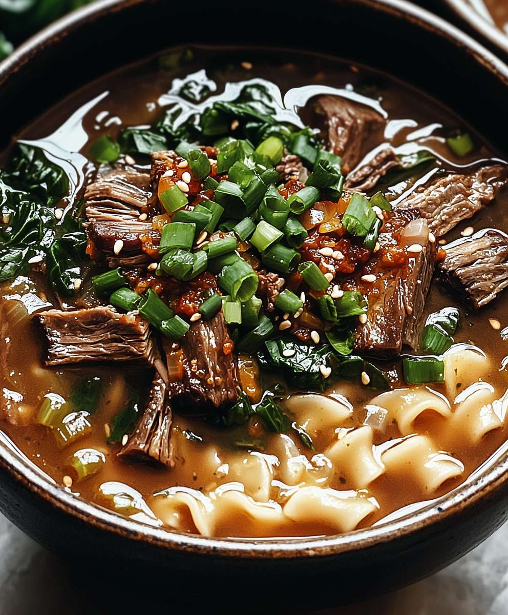 Spicy short rib noodle soup