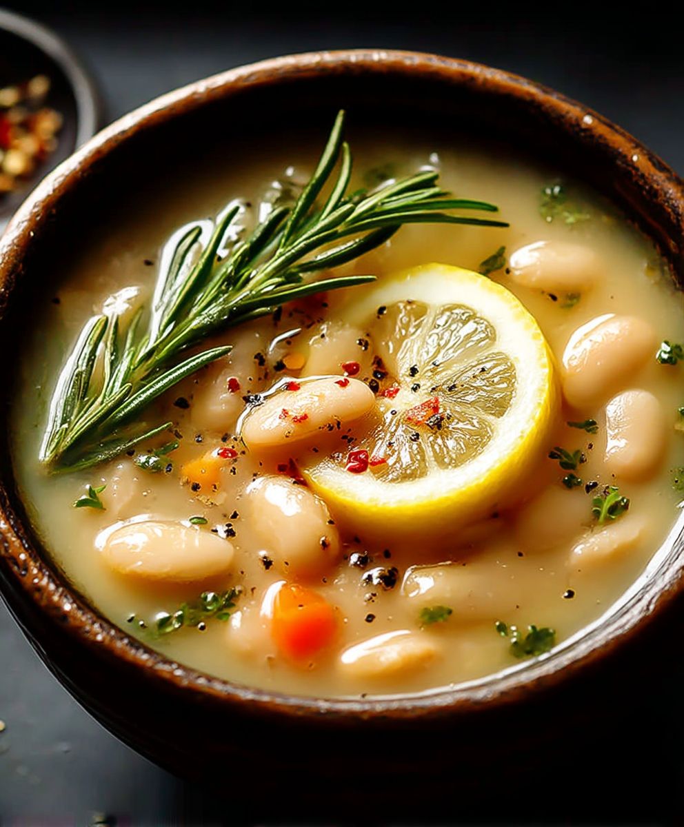 Lemon Rosemary Bean Soup