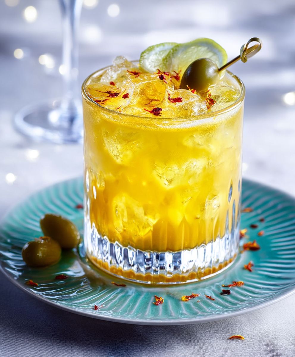 Saffron honey lemon cocktail