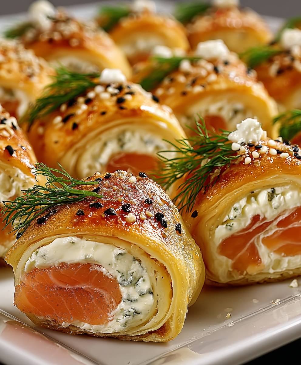 Salmon cream cheese rolls