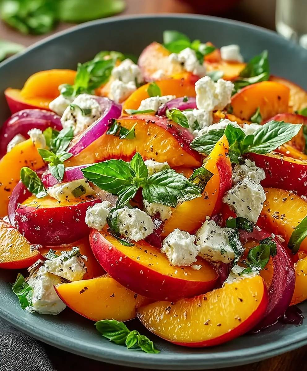 Peach feta salad