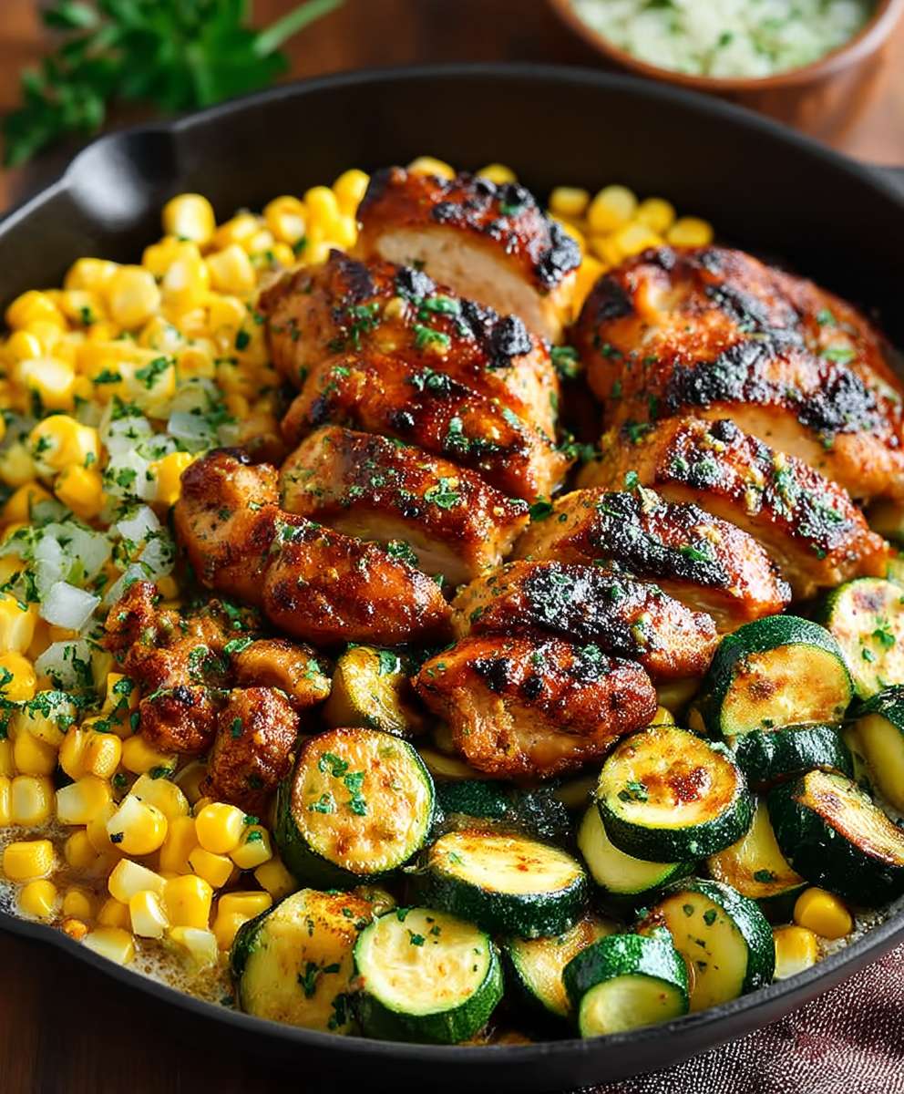 Garlic Butter Chicken Zucchini Corn