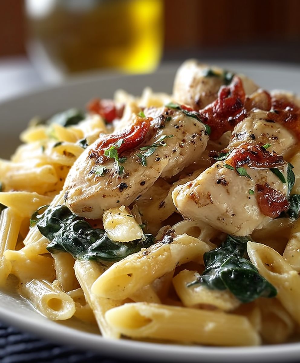 Tuscan chicken pasta bake