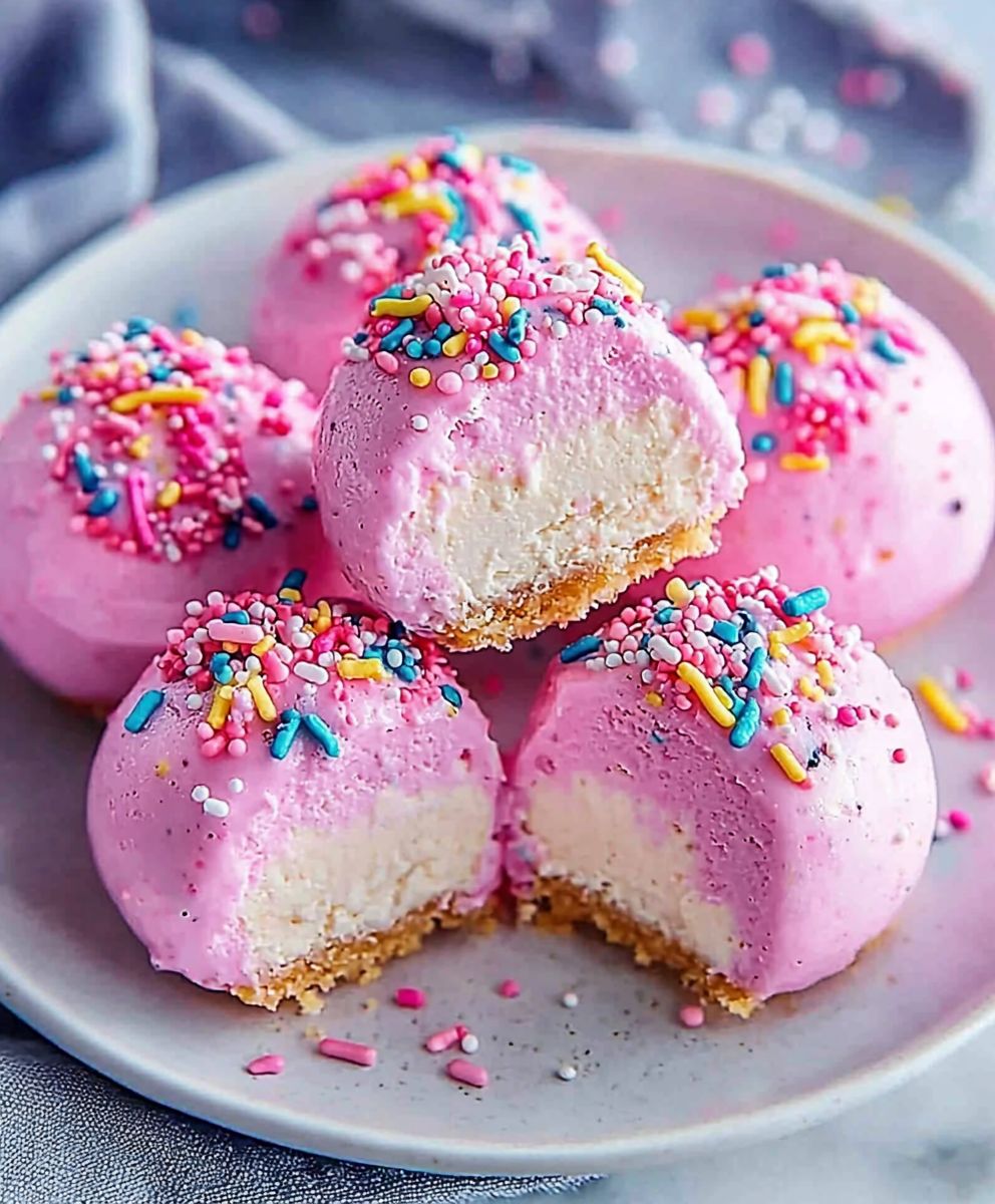 Unicorn cheesecake bites