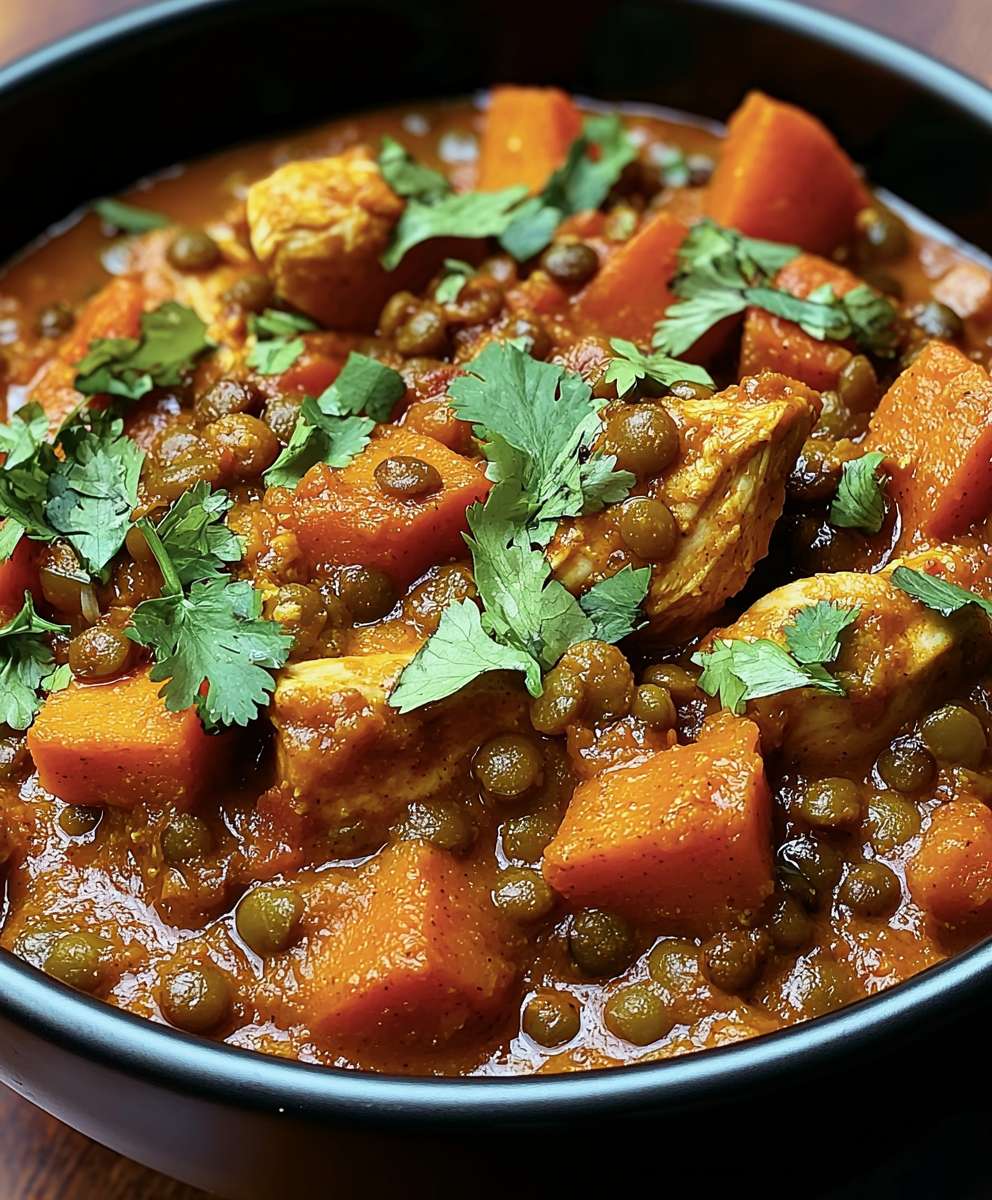 Chicken sweet potato lentil curry