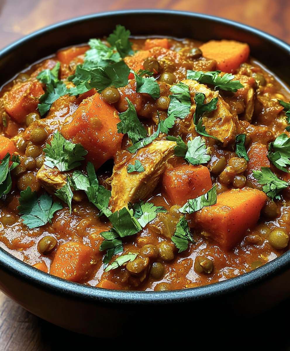 Chicken sweet potato lentil curry
