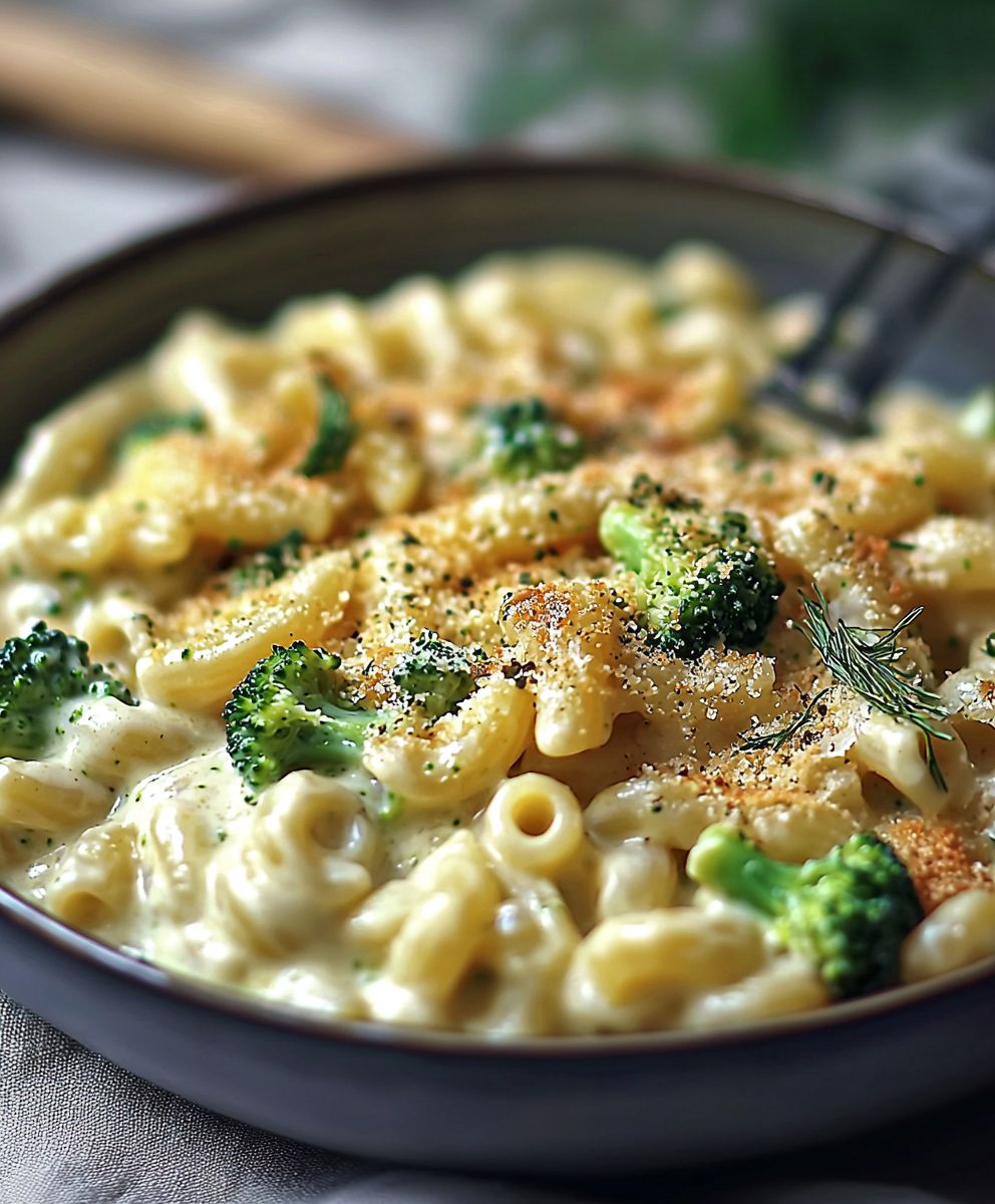 Broccoli pasta cheesy creamy