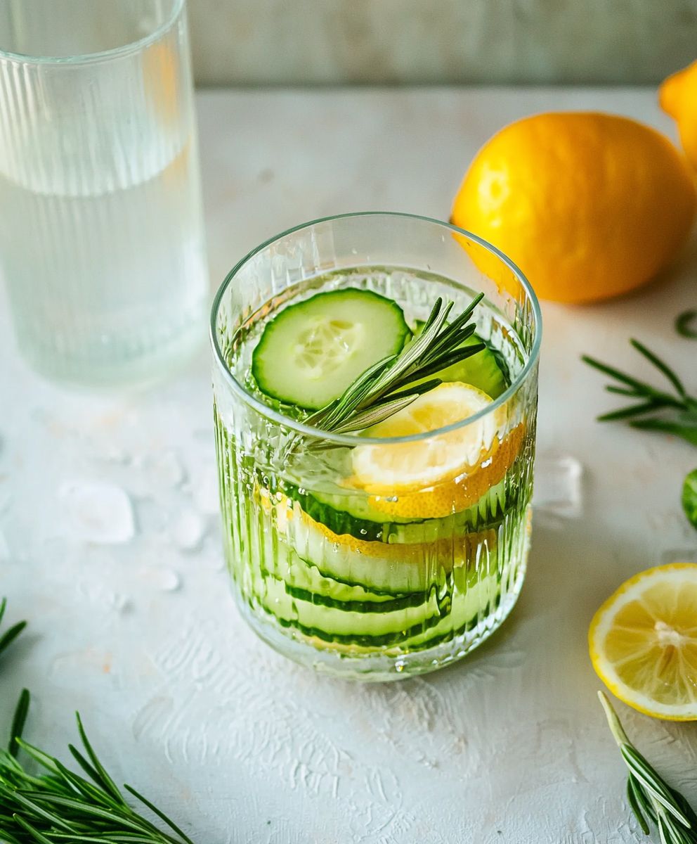 Detox water rosemary cucumber lemon