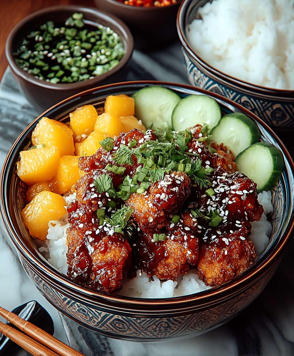 Korean fried chicken bowls
