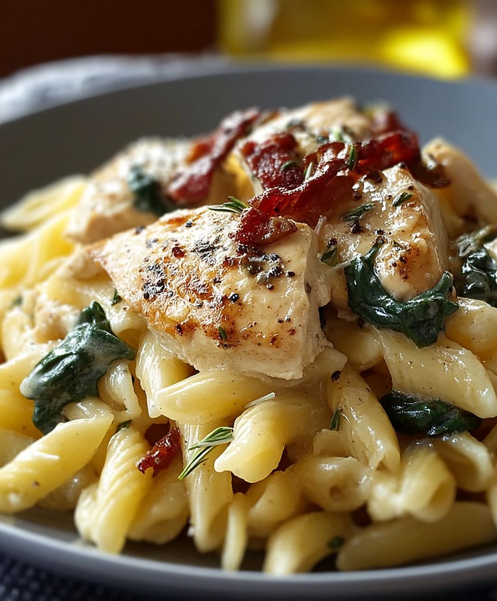 Tuscan chicken pasta bake