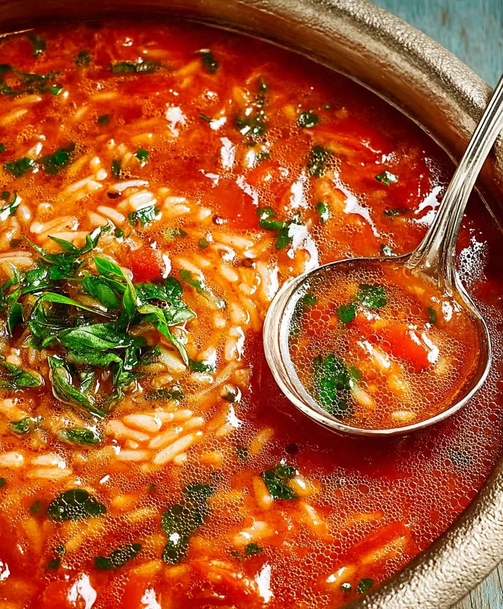 Tomato lemongrass rice soup