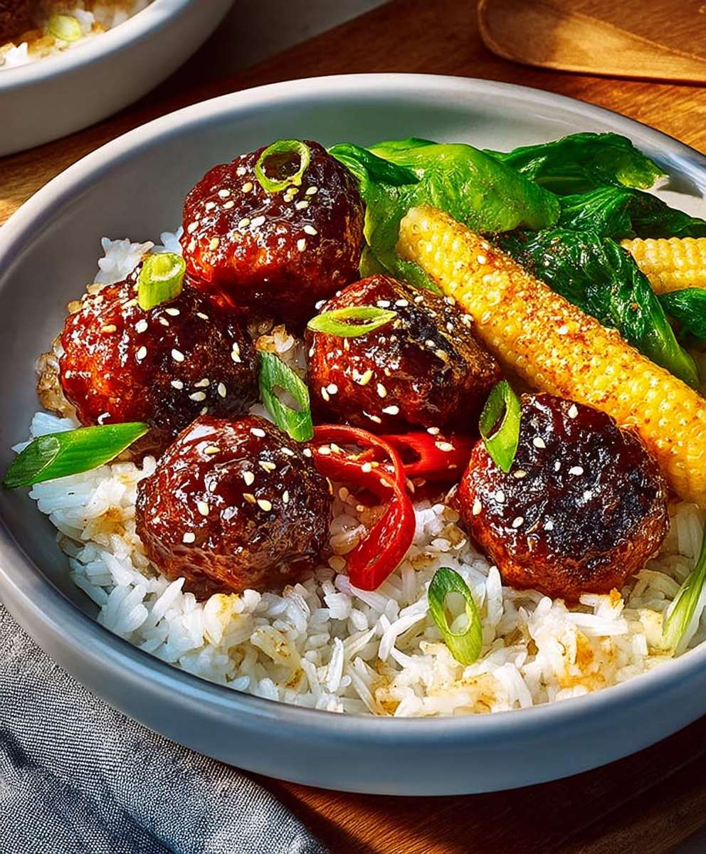 Soy glazed meatballs