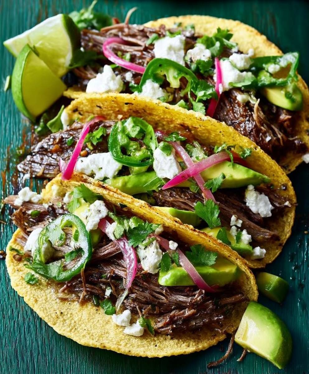 Barbacoa beef brisket tacos