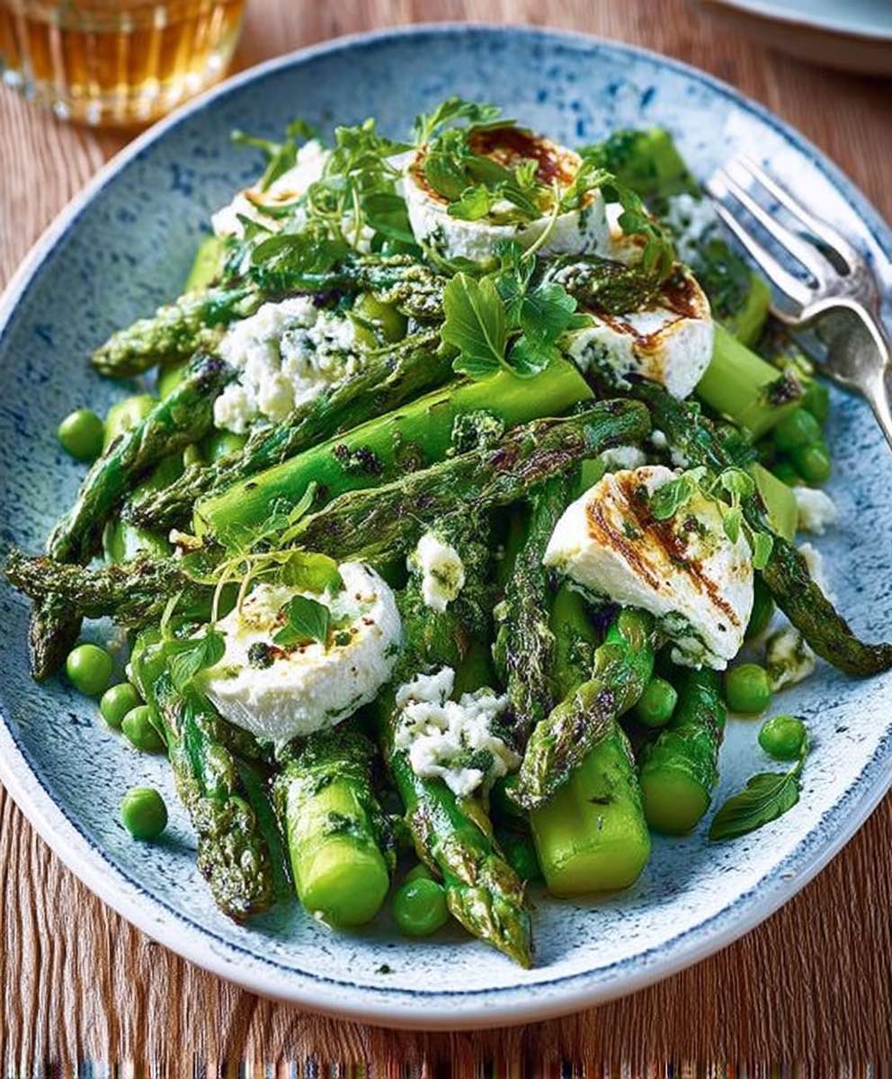 Asparagus pea goat cheese fricassee