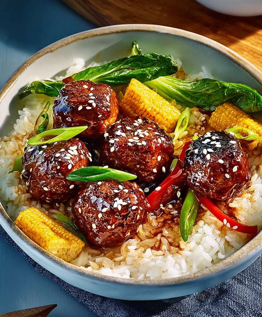 Soy glazed meatballs