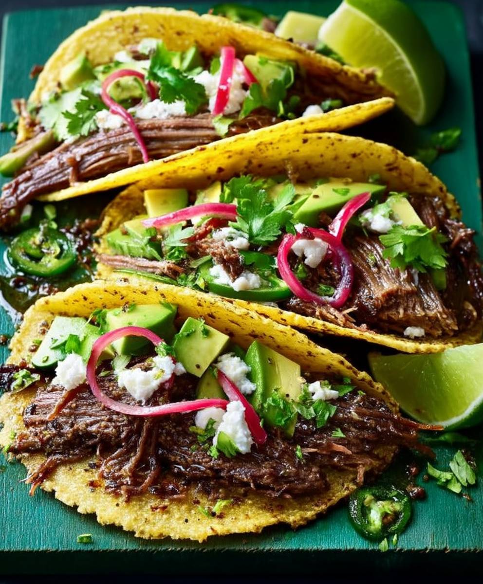 Barbacoa beef brisket tacos