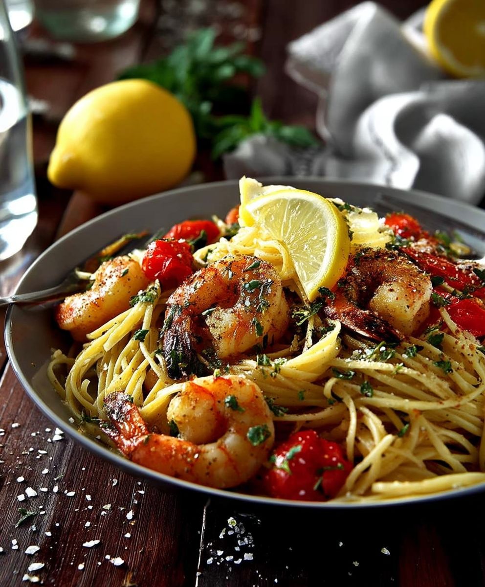 Shrimp prawn pasta lemon