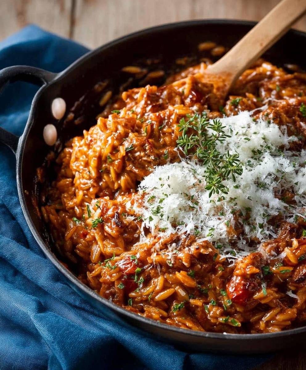 One Pot Orzo Bolognaise