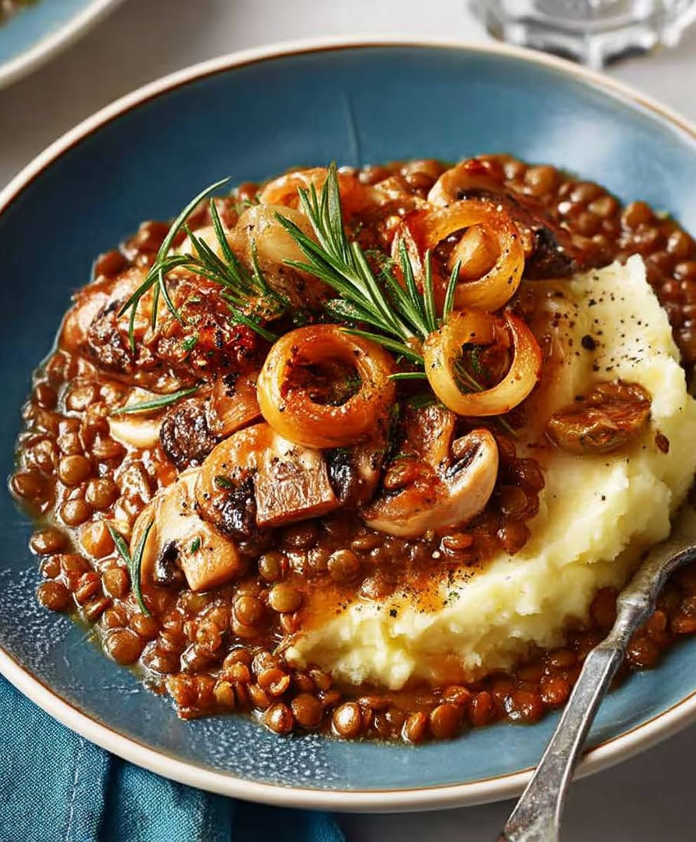 Lentil mushroom stew rosemary