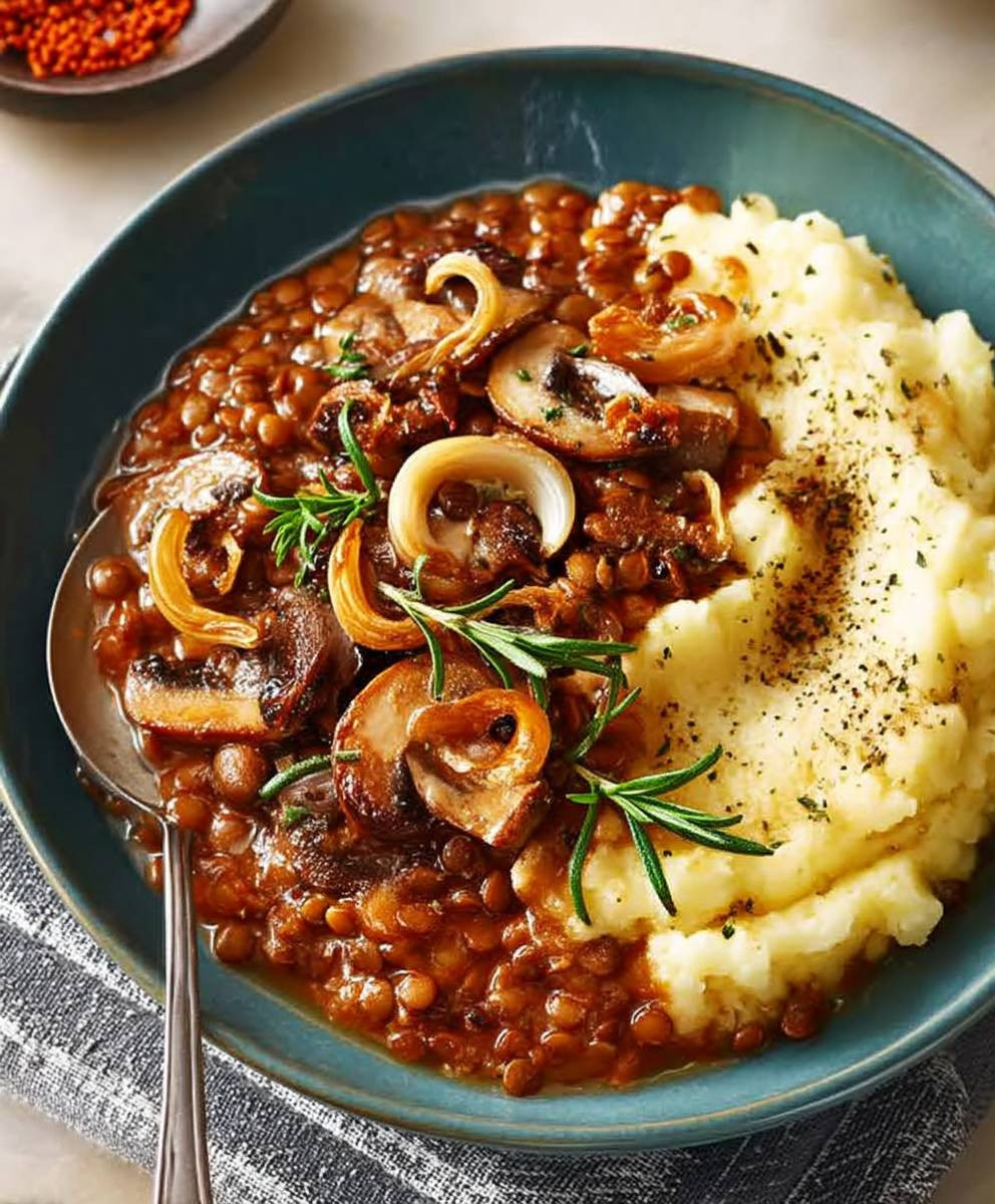 Lentil mushroom stew rosemary