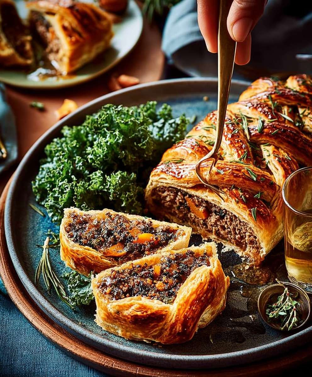 Lamb apricot plaited pie