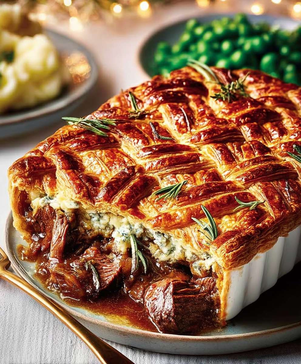 Beef pie Stilton cheese crust