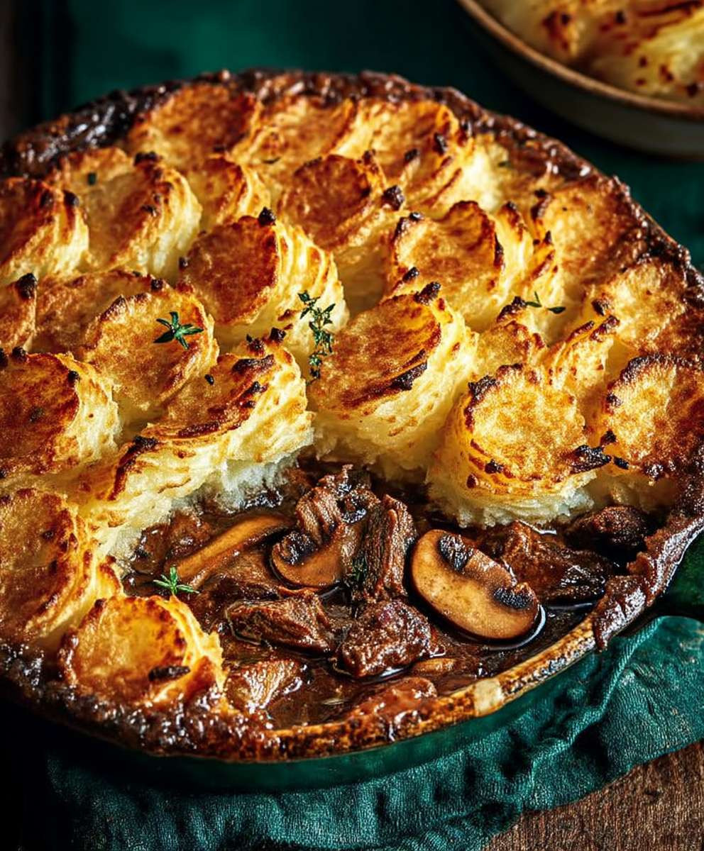 Beef mushroom pie parsnip