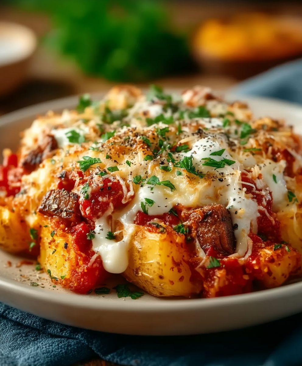 Steak Bites Loaded Baked Potato