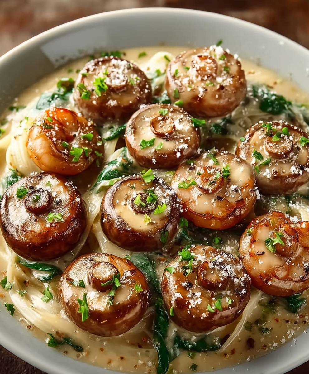 Tomato Spinach Shrimp Pasta