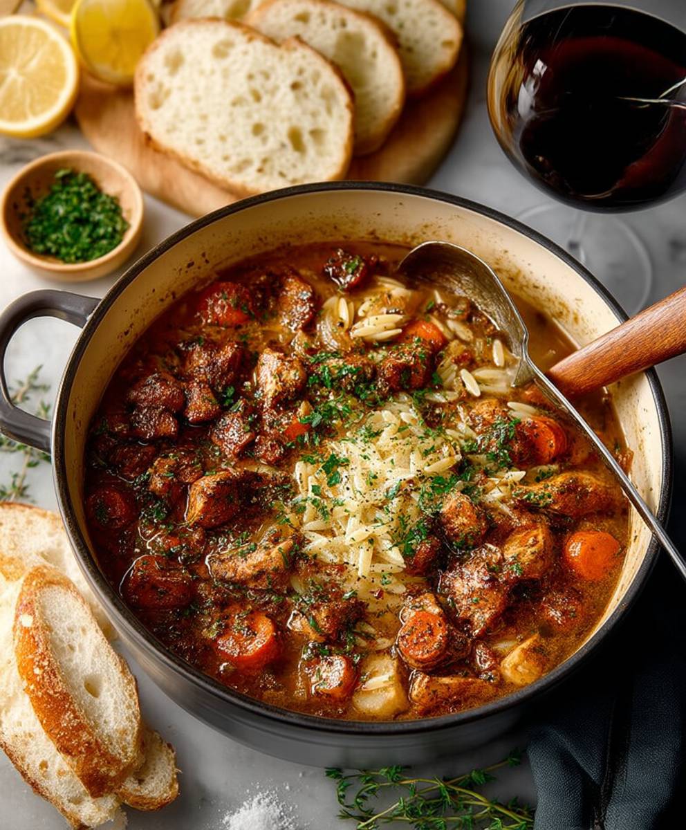 Lemon Chicken Orzo Soup