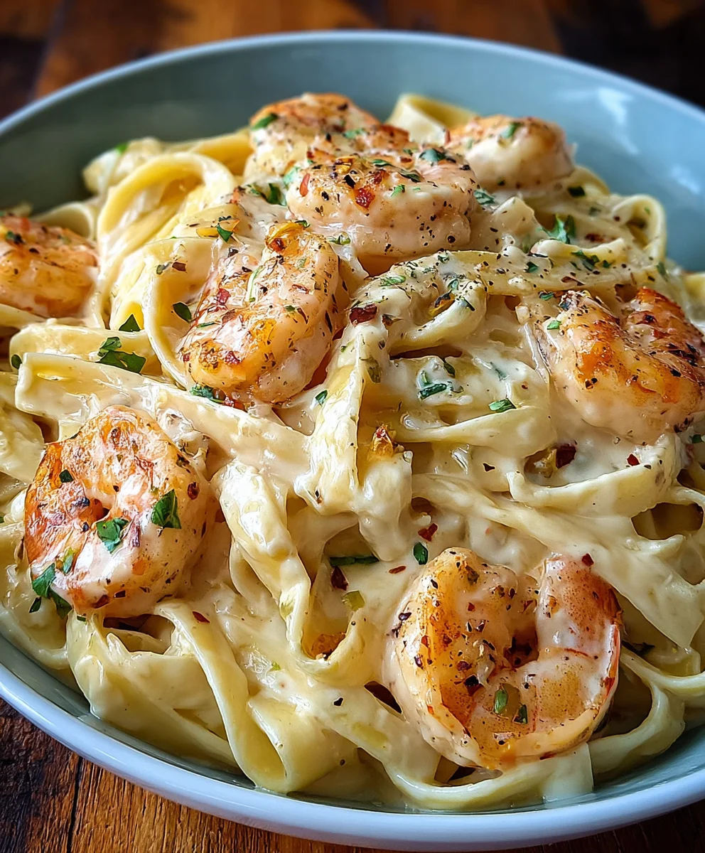 Delicious Creamy Shrimp Fettuccine with Homemade Alfredo