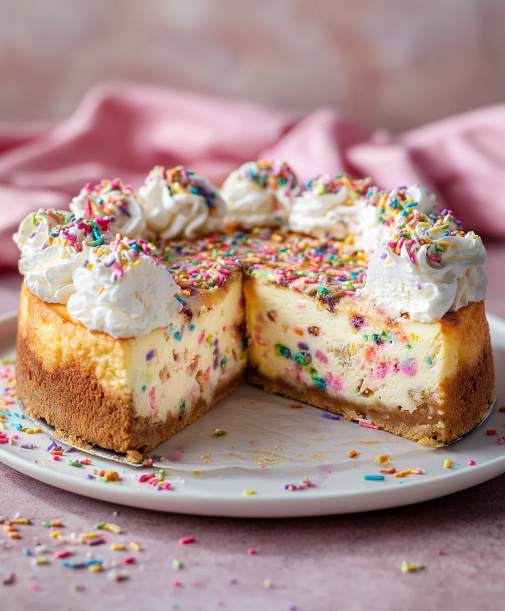 Irresistible Funfetti Cookie Topped Cheesecake Creation