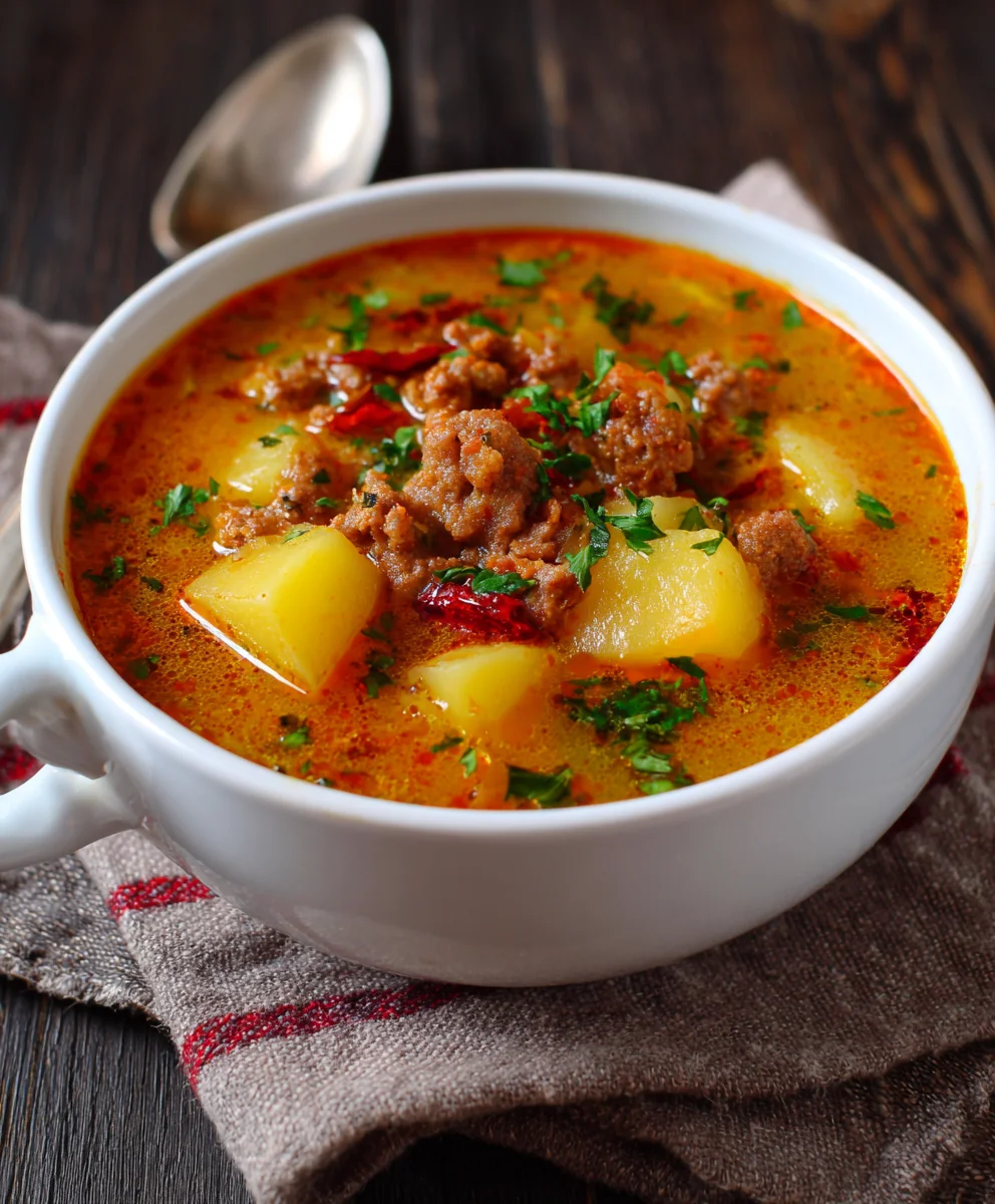 Authentic Spanish Potato Soup with Zesty Beef Chorizo