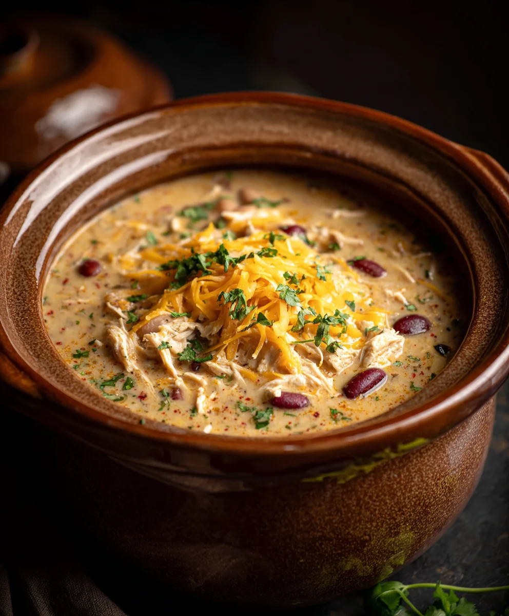 Rich & Creamy Crockpot Cream Cheese Chicken Chili
