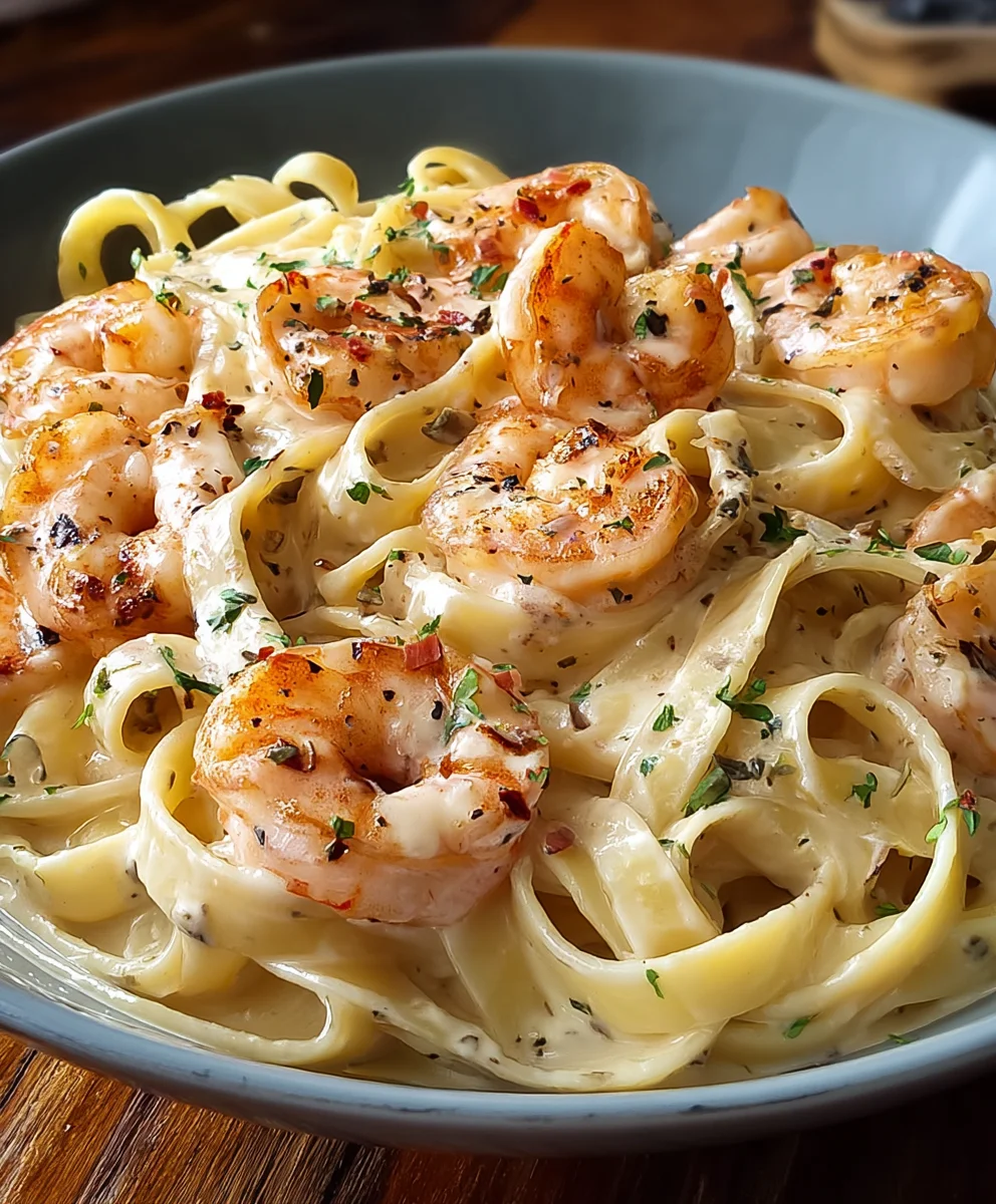 Delicious Creamy Shrimp Fettuccine with Homemade Alfredo
