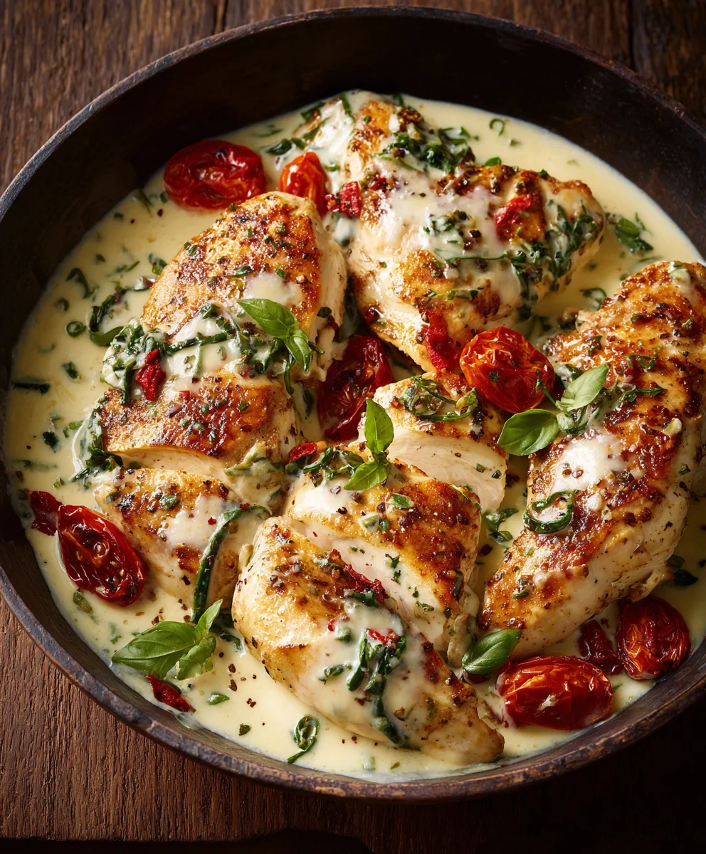 Creamy Mozzarella Chicken in Basil Sauce: Dinner Perfection